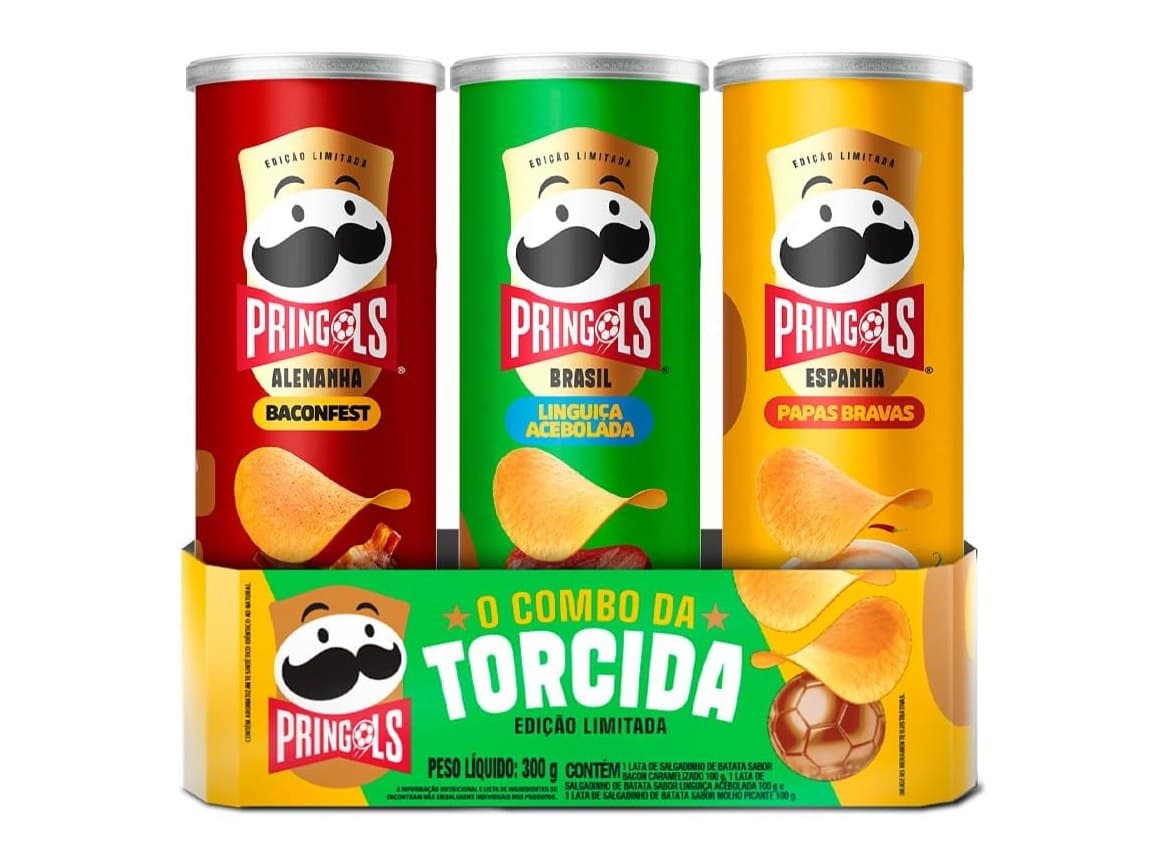 Salgadinho Batata Frita Pringles Tripack Especial Festa do Futebol