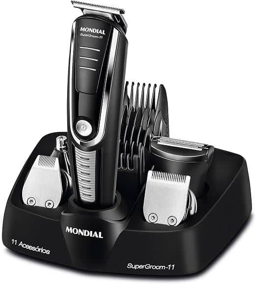 Aparador de Pelos Mondial Super Groom 11 – Preto/Prata, Bivolt (BG-05)