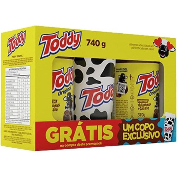 Kit 2 Achocolatados Pó Original Toddy 740g Copo Exclusivo