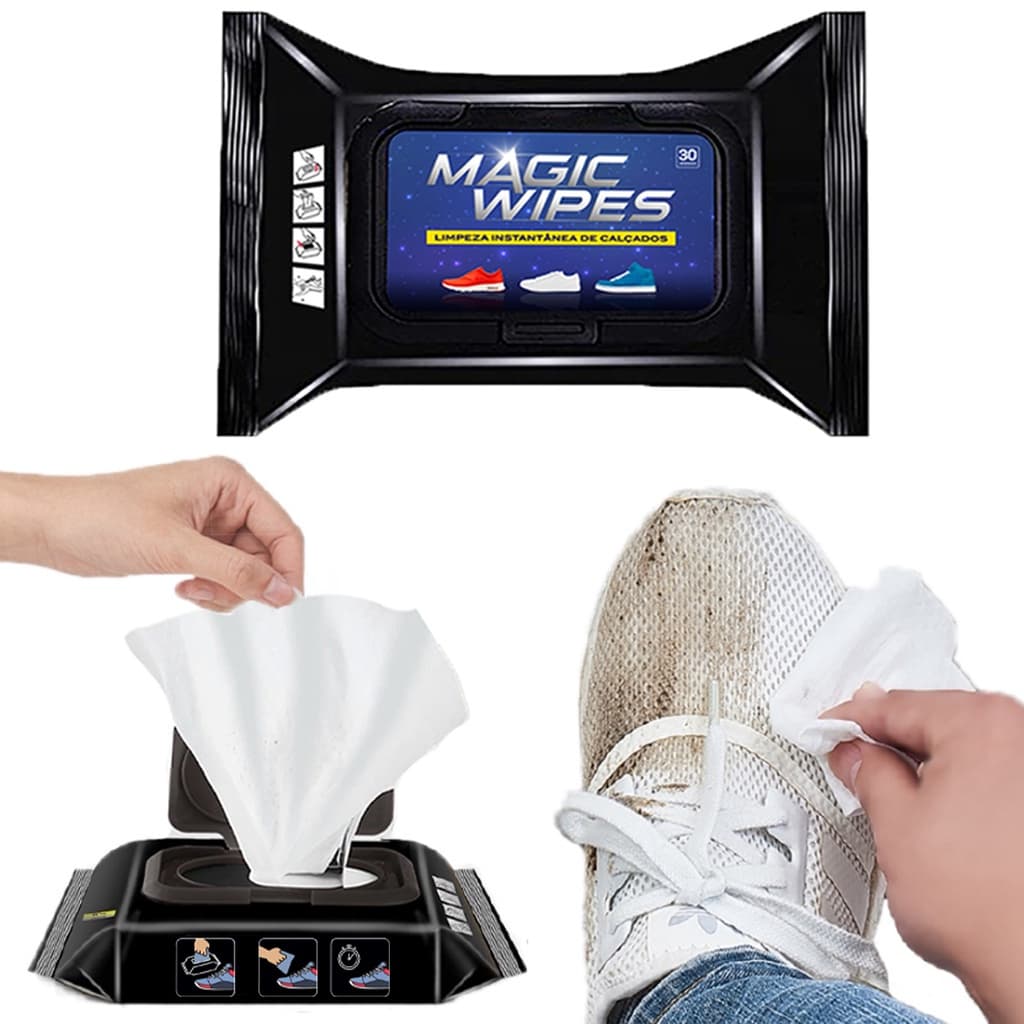 Limpa Tênis Sapato Bolsa Instantaneo Magic Wipes Pratico couro limpeza fácil rápido sola calçado