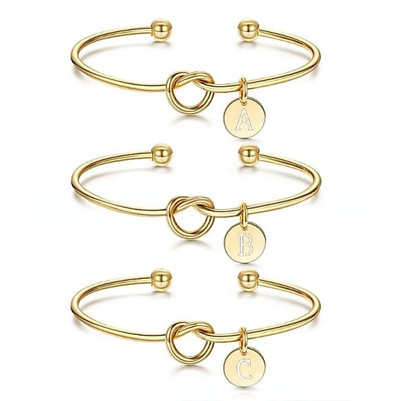 Pulseira Simples Com Nó Letras/Pulseiras De Presente De Dama De Honra , Presentes Para Namoradas , Casal/A-Z