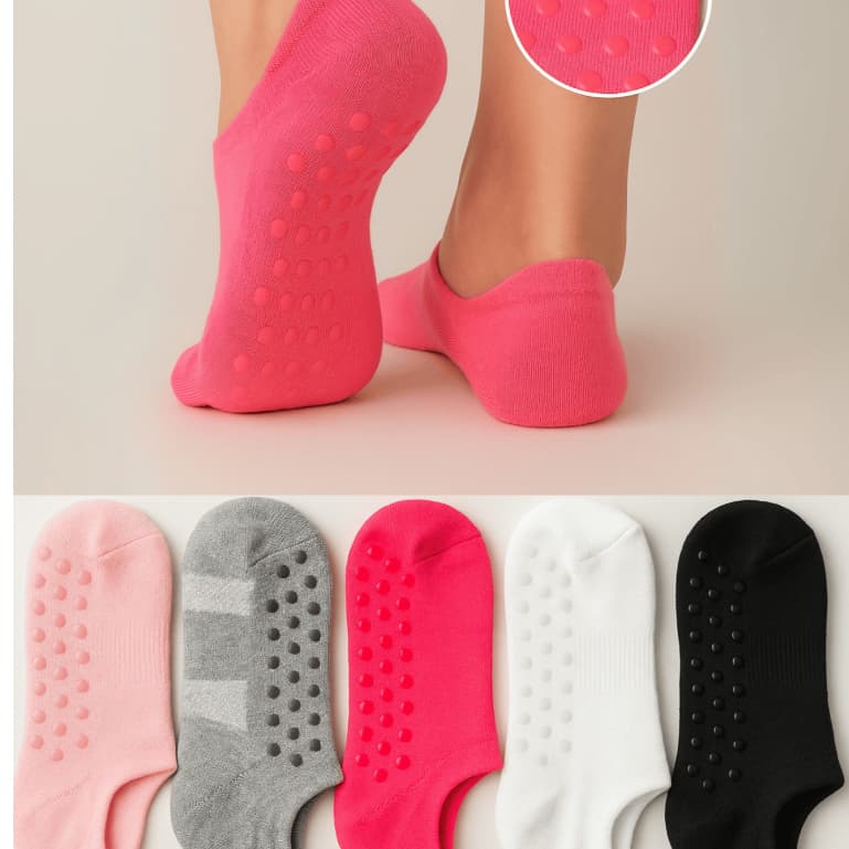 Kit 3 pares meia sapatilha com antiderrapante pilates yoga algodão