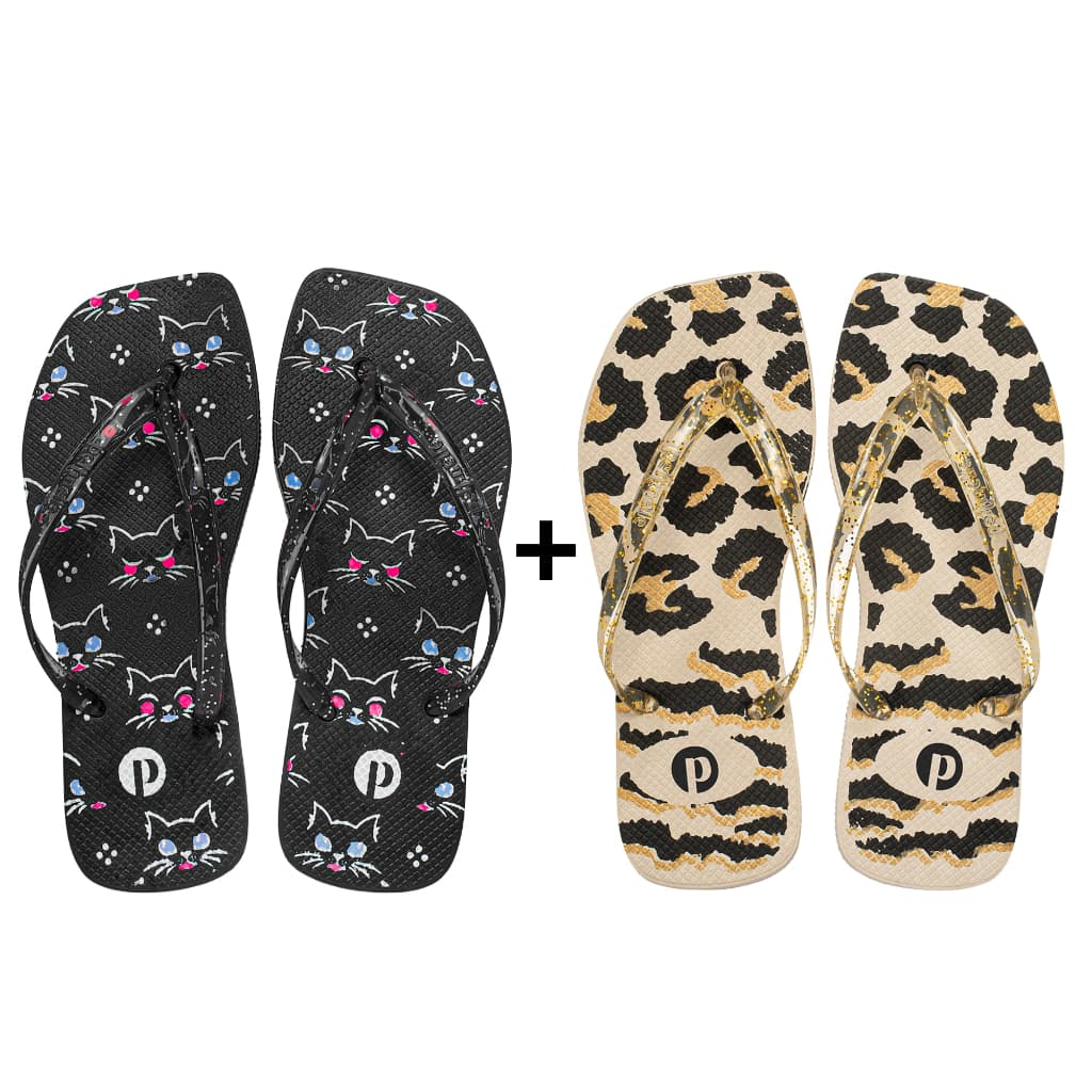 Combo Chinelo Feminino Animal Print Confortável Leve Macio