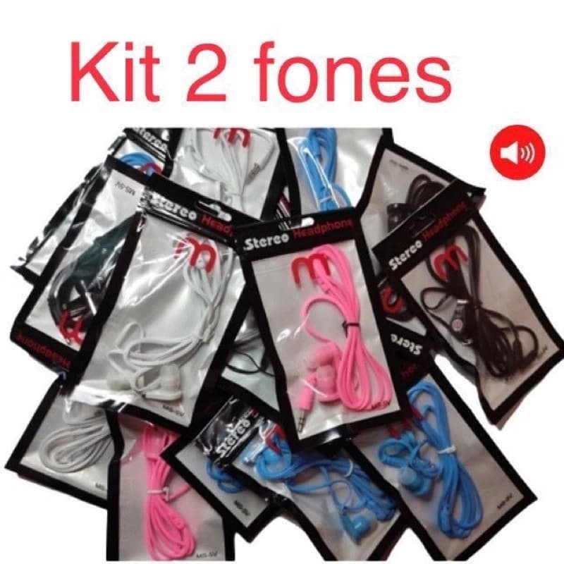 Kit 2 / 3/ 5/10 Fone de Ouvido com Fio Colorido Stereo Headphone