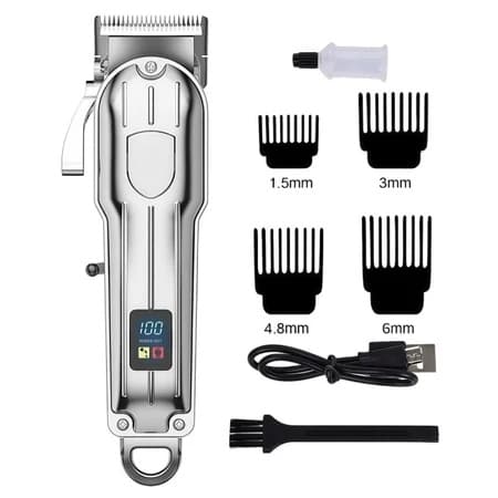 Máquina de Cortar Cabelo Elétrica Profissional com Visor Digital – Essencial para Homens Estilosos, Uso Doméstico e Barb