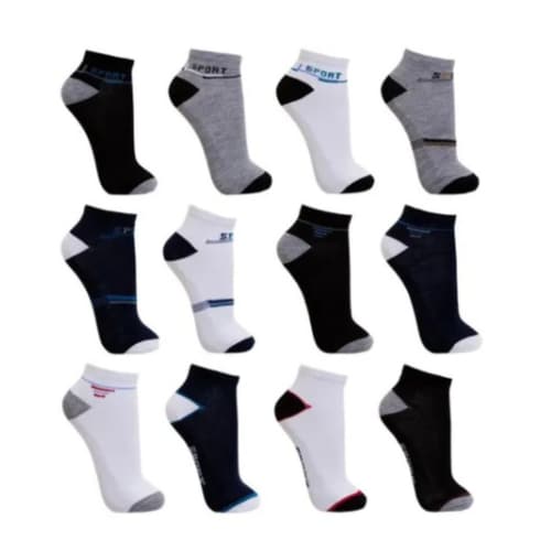 Kit 12 Pares de Meias Soquete Masculinas Cores Variadas