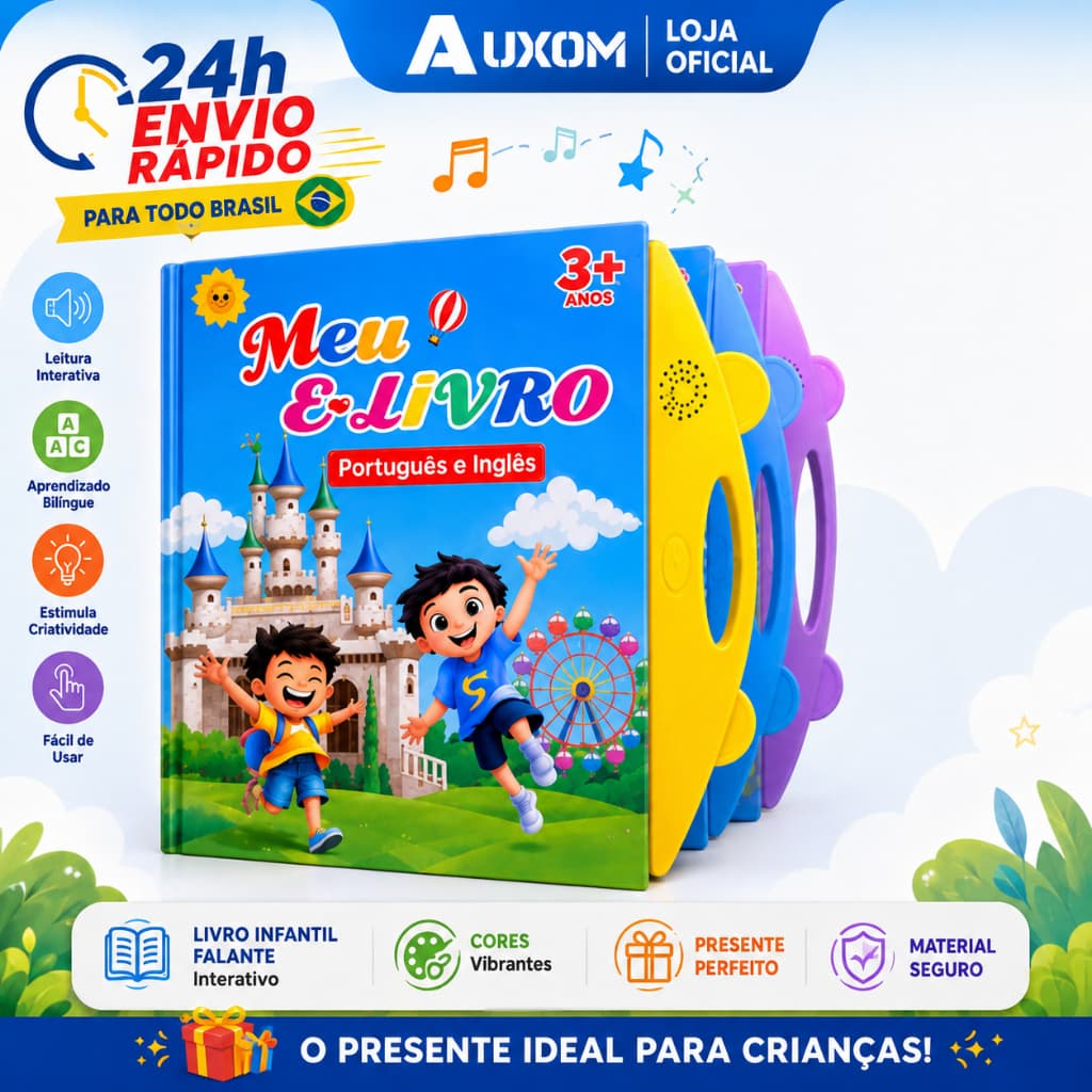 Livro Infantil Falante Bilíngue Português/Inglês Educativo Interativo com Som
