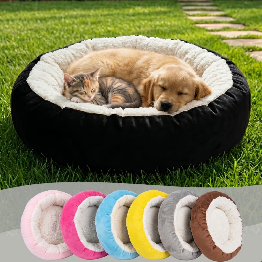Cama Pet Sherpa Redonda Antiestresse Caminha Super Macia Inverno Luxo Tamanhos P , M e G
