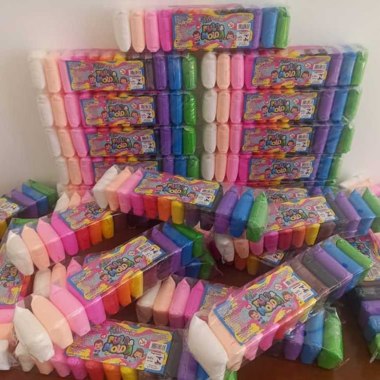 Kit 60 massinhas EVA Pula-Pula (peso total 500gr) (12 cores) + 10 ferramentas de modelar