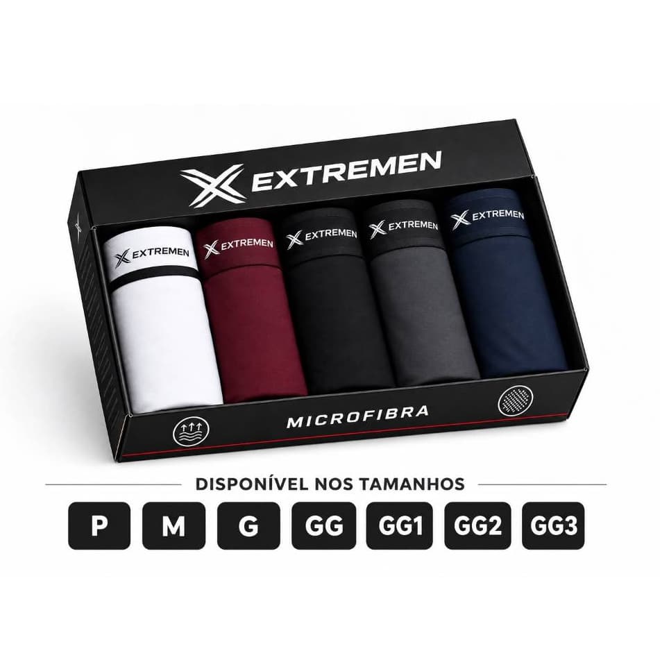 Kit 5 cuecas boxer microfibra XTREME Xgg plus size