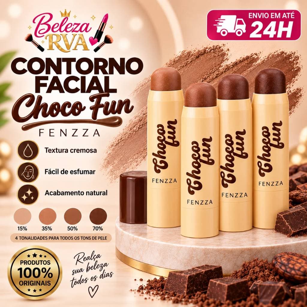 Contorno Fenzza Choco Fun Maquiagem Facial Pó Contorno Rosto Efeito Definido