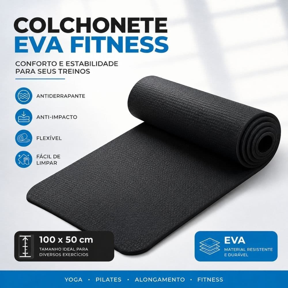 Colchonete Academia EVA 100x50cm Tapete Yoga Pilates Fitness