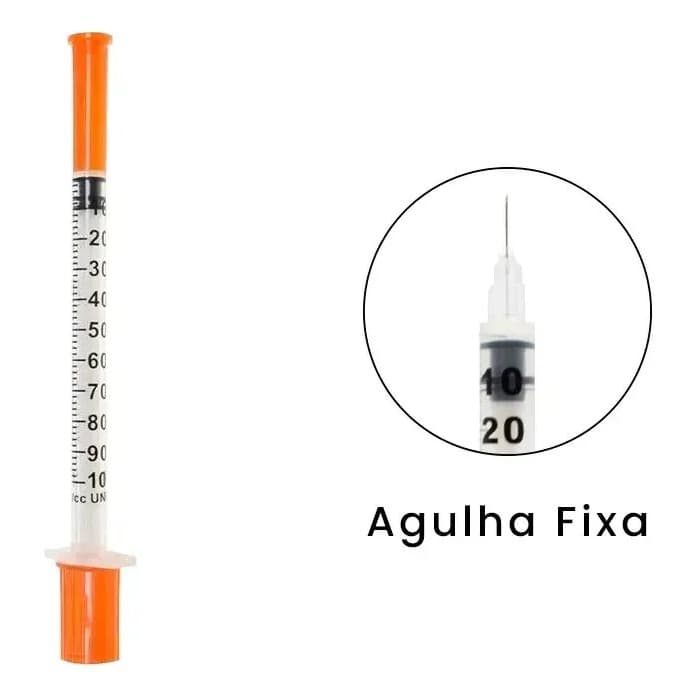 10 UNIDADES de Seringa para Insulina, Botox ou Tirzepatida zero resíduo 1ml Ultra Fina 0,25 X 6 TKL Agulha Fixa.