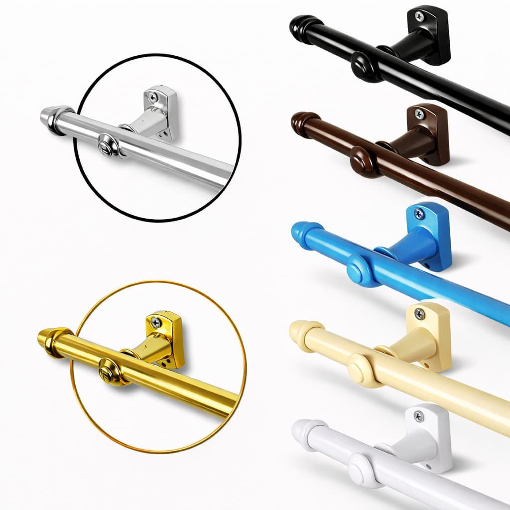 Varão de Aço Para Cortina Simples 19mm com Ponteira e Suporte - Aço Ferro