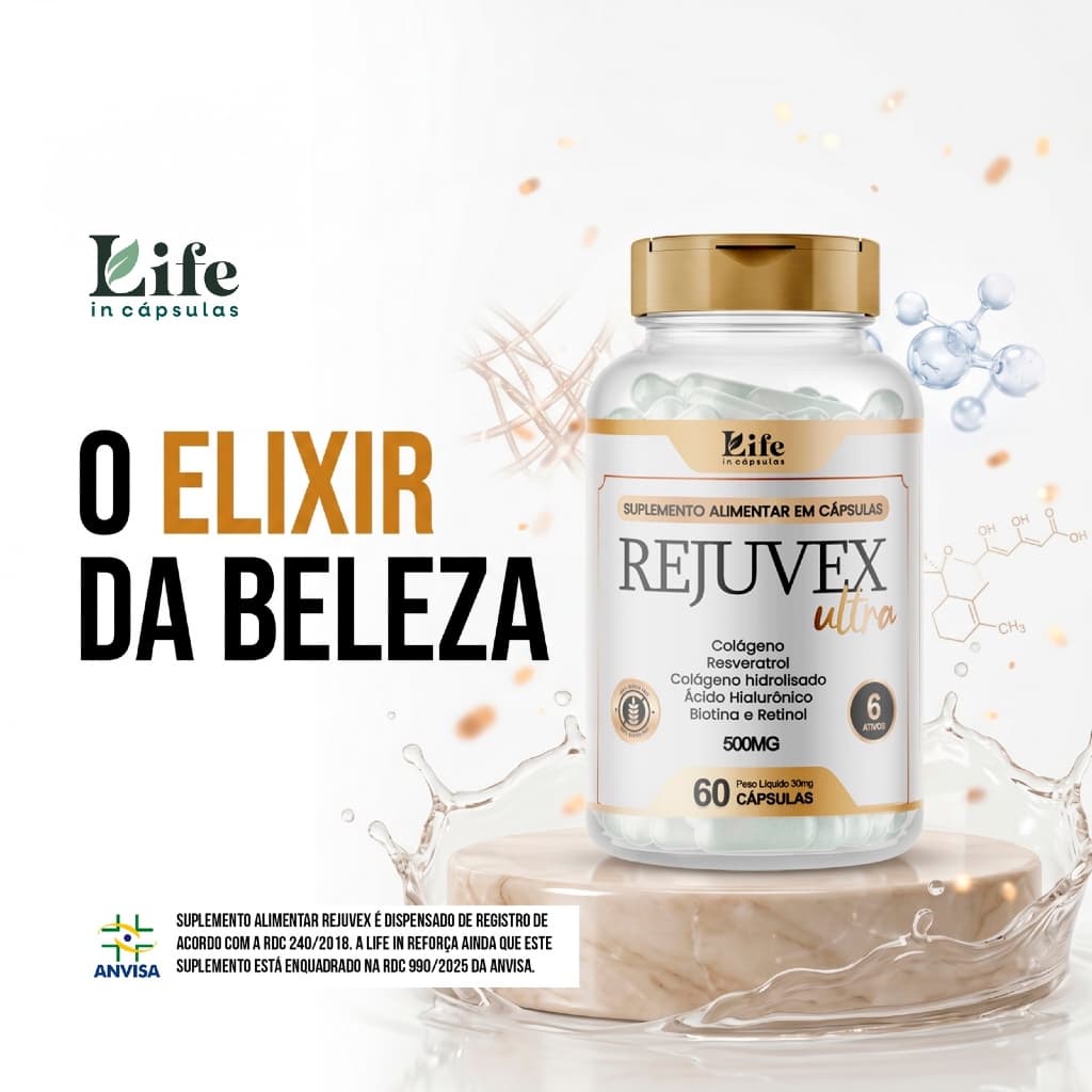 Rejuvex Ultra Life In - Colágeno + Biotina + Retinol + Ácido Hialurônico | Pele Firme e Saudável