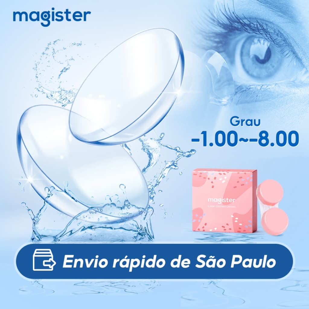 Lentes de contato com grau miopia (-1.00~-8.00) Transparente 14.0mm 1 Par Envio de São Paulo