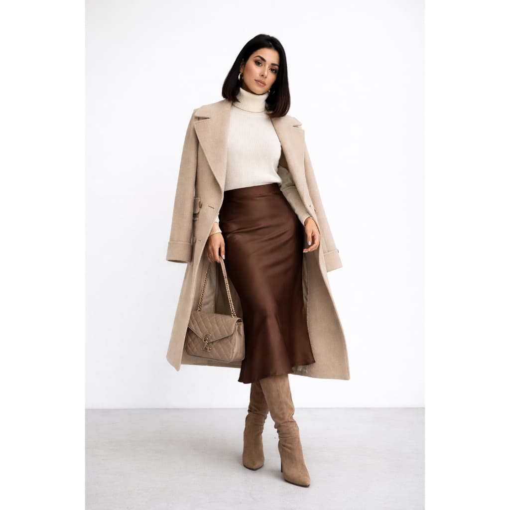 saia cetim midi longa sereia sem ziper moda feminina inverno verão