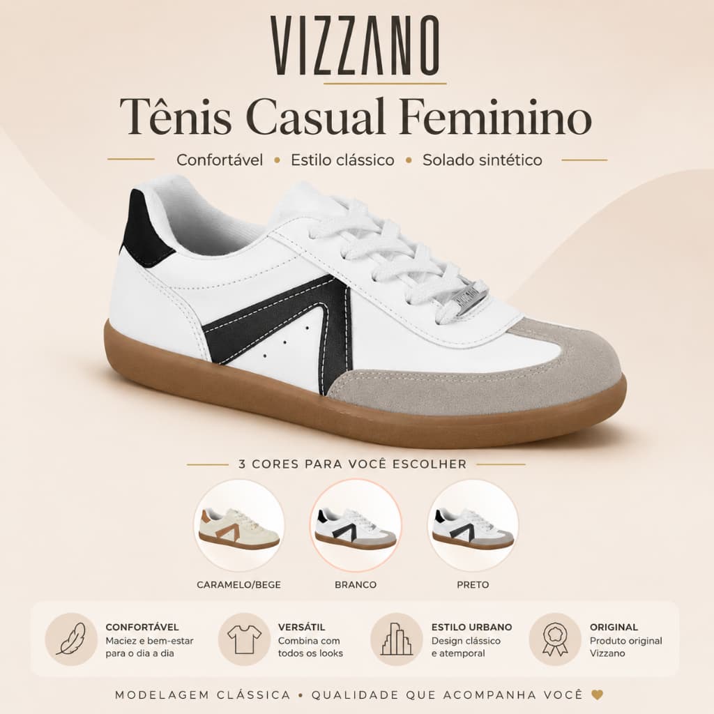 Sapato Feminino Vizzano Casual Modelagem Clássica Solado Sintético Original