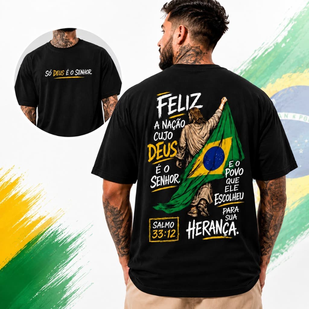 Camiseta Gospel Cristã Estampa Jesus Camisa Evangélica Streetwear Unissex Algodão 30.1 Estampa Versículo Bíblico