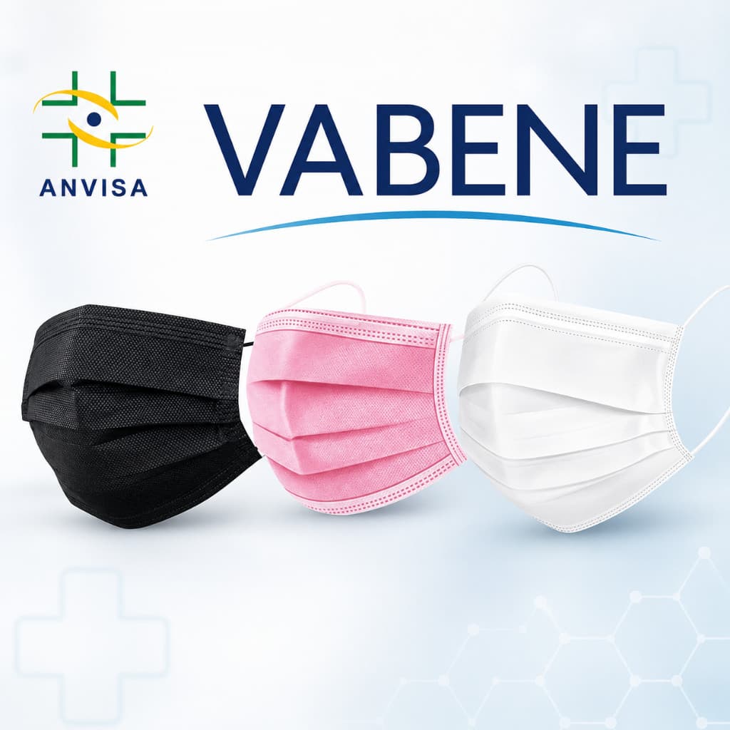 Kit Máscara Cirúrgica Descartável Vabene Tripla com Filtro Branca Preta Rosa Uso Profissional