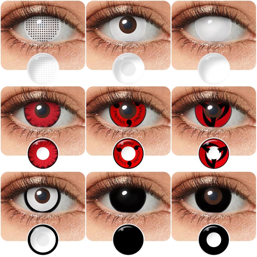 Lente De Contato Anime Cosplay Para Halloween Sharingan/Naruto/Cat Eyes/Manson 1 Par/2 Lentes