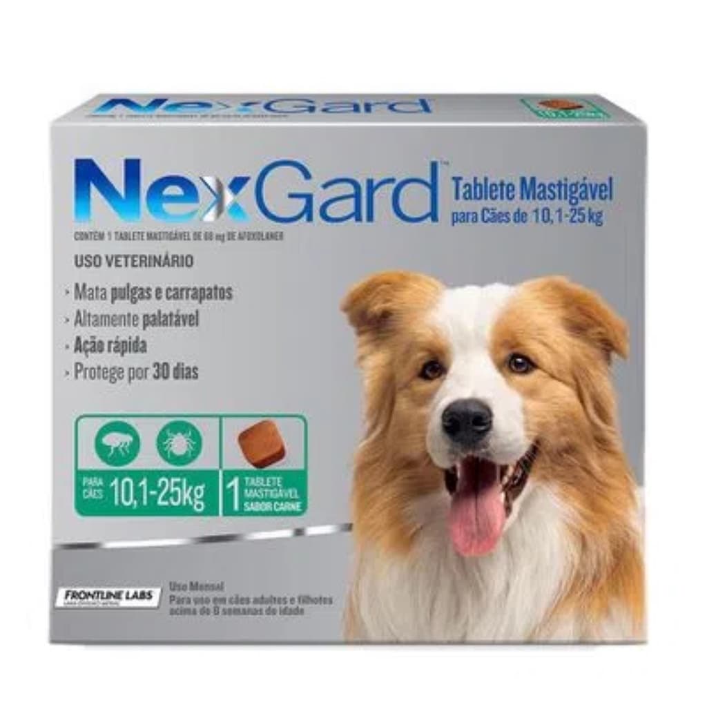 Antipulgas E Carrapatos Nexgard Cão 10 A 25kg Com 1 Nex Gard