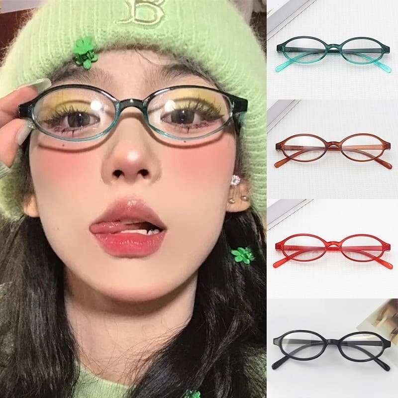 Óculos Retrô Resistentes À Radiação Y2K-Lentes Ovais De Armação Pequena Para Mulheres Japonesas E Coreanas