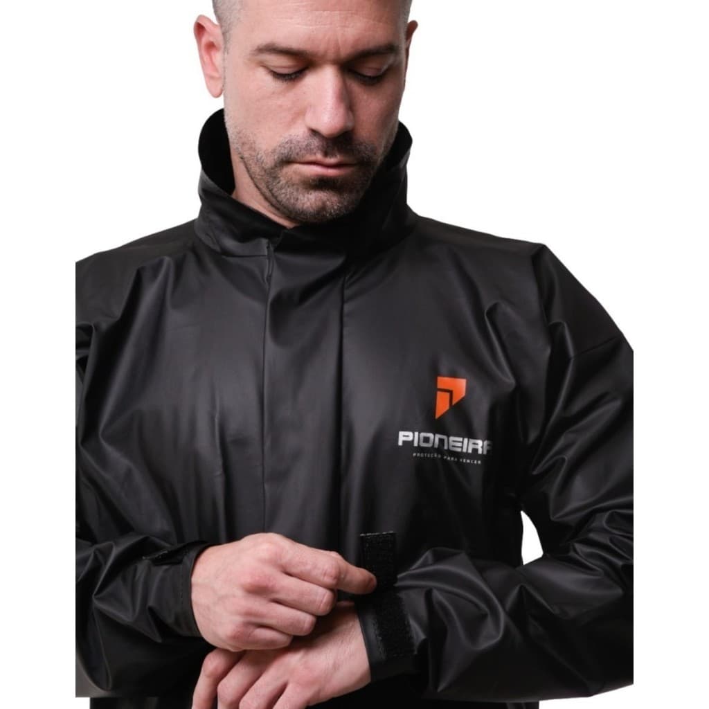 Capa de Chuva Conjunto PIoneira Completo Pvc Motoqueiro Ciclista Gola