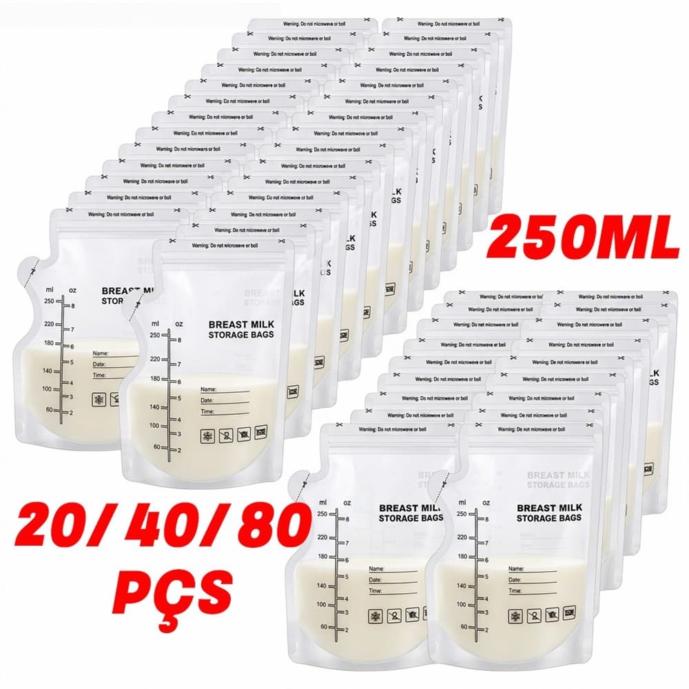 Kit 20/40/80 Pçs Un Saco Saquinhos Congelar Leite Maternidade Bebê