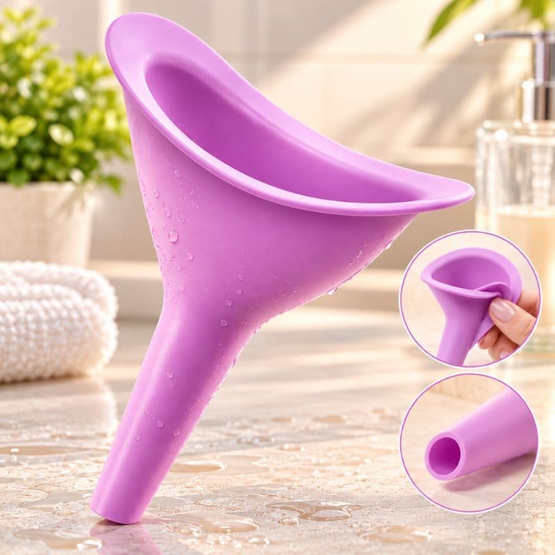 Urinol Feminino Portátil em Silicone Reutilizável  | Uso Em Pé | Uso Externo | Ideal Viagem /Camping