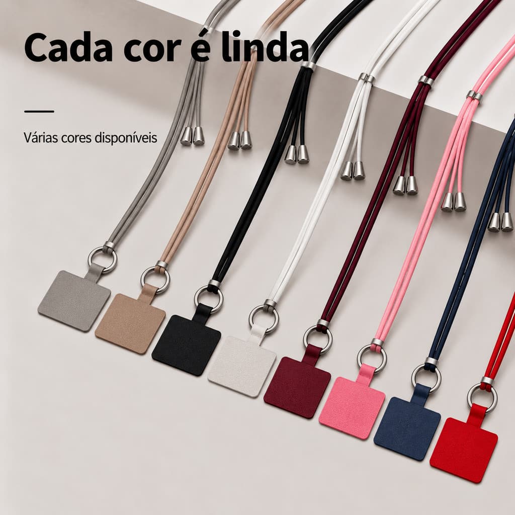 Cordão para Celular Ajustável Crossbody – Alça Removível, Anti Queda, Unissex, Ideal para Uso Diário