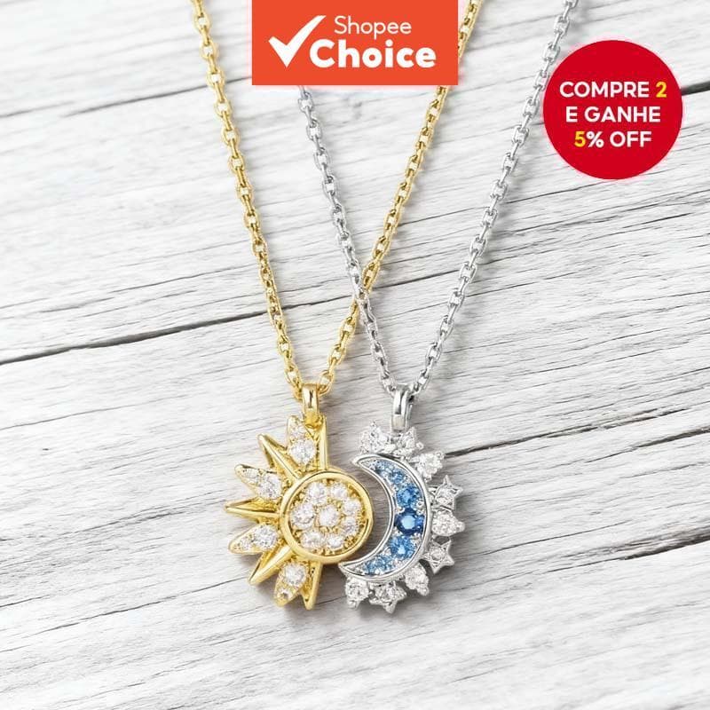 Sol Lua Em Camadas Colar Novo Casal Na Moda Strass Pingente Jóias Para Homem E Mulher