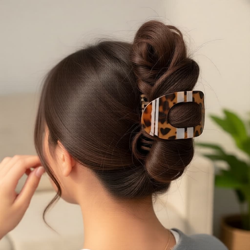 Nova presilha de garra de cabelo oval de arco curvado para penteados elegantes na parte de trás da cabeça