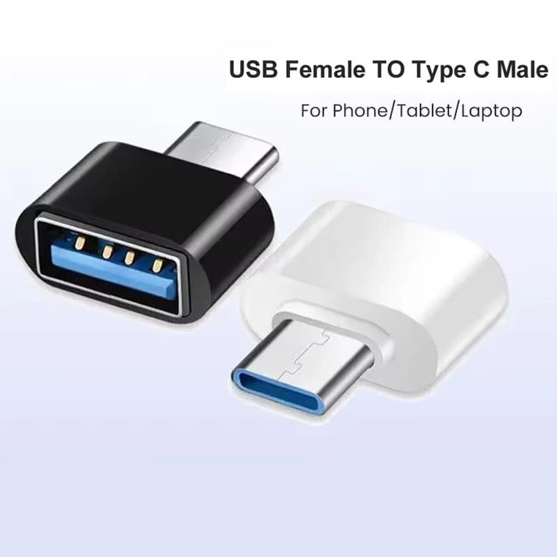 Adaptador USB tipo C para transferência de dados entre computadores, telefones, mouses, teclados e dispositivos.
