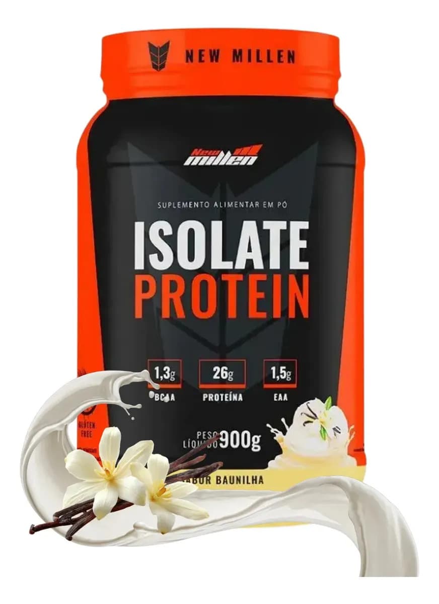 Suplemento Proteína Bovina Carne Isolada 900g New Millen Sabor Baunilha