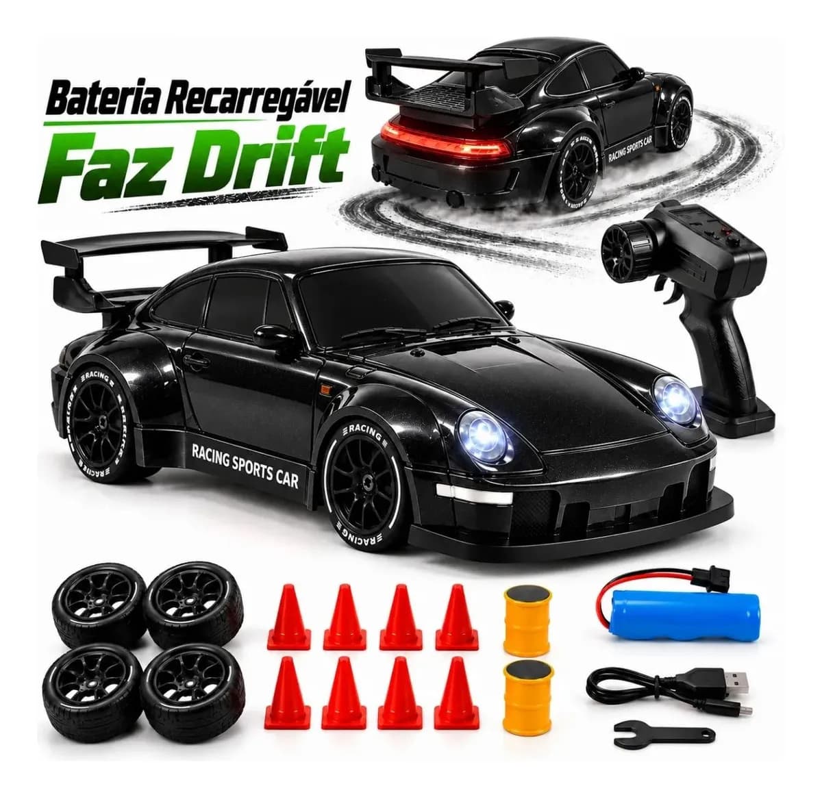 Carrinho Controle Remoto Drift Bateria Recarregavel 4x4 Porsche Atacarejo Kids