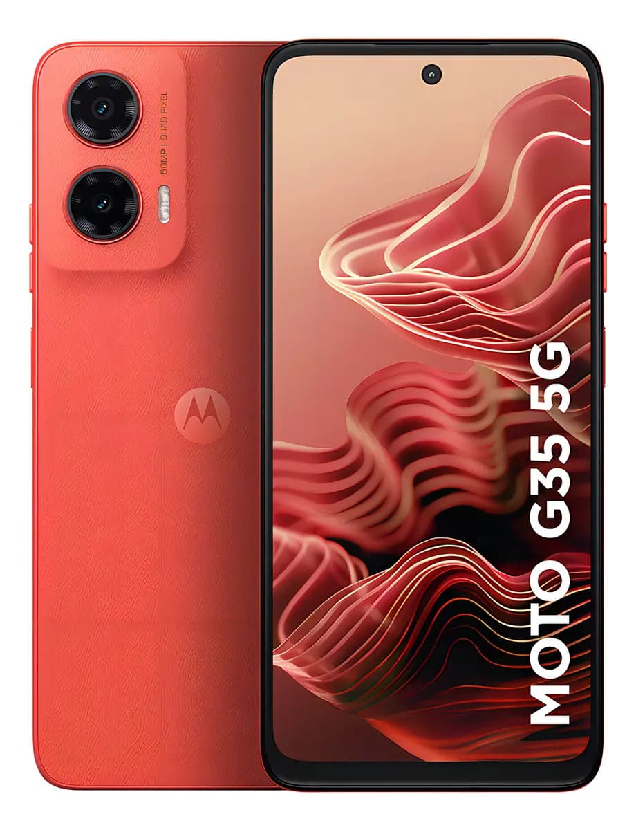 Smartphone Motorola Moto G35 5g - 256gb 4gb Ram+8gb Ram Boost e Camera 50mp Com Ai Nfc Tela 6.7 Com Superbrilho - Coral - Vegan Leather