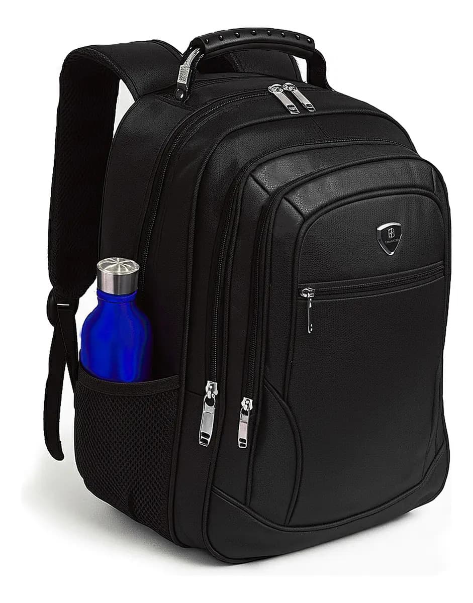 Mochila Masculina Faculdade Impermeável Resistente Grande Trabalho Escola Cor Preto Desenho Do Tecido Liso