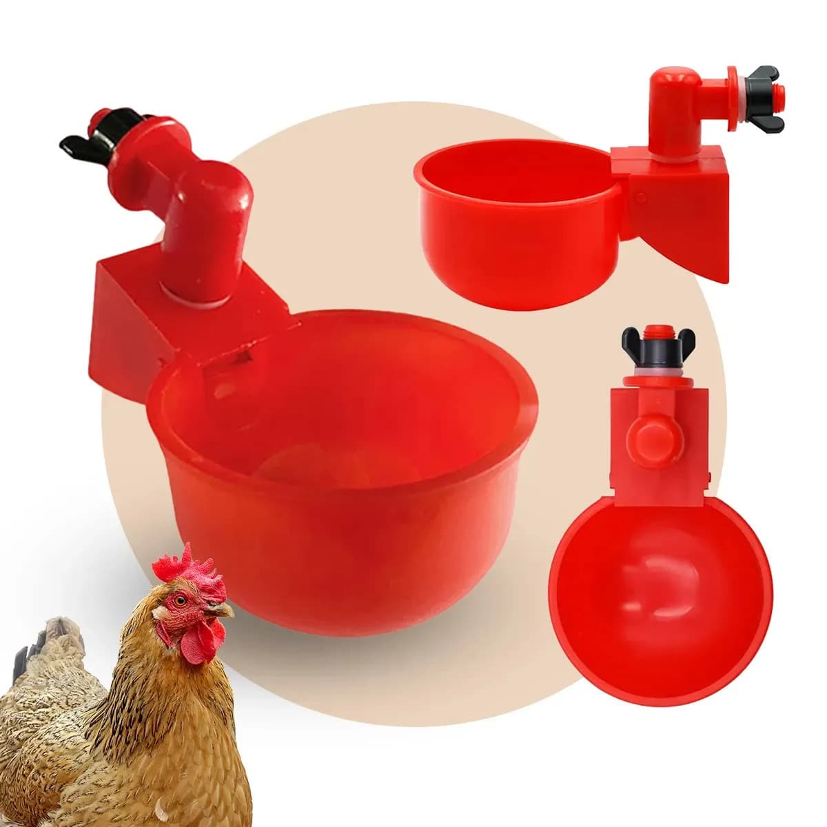 Bebedouros Automáticos Aves Galinhas Codornas 10 Unidades Vermelho
