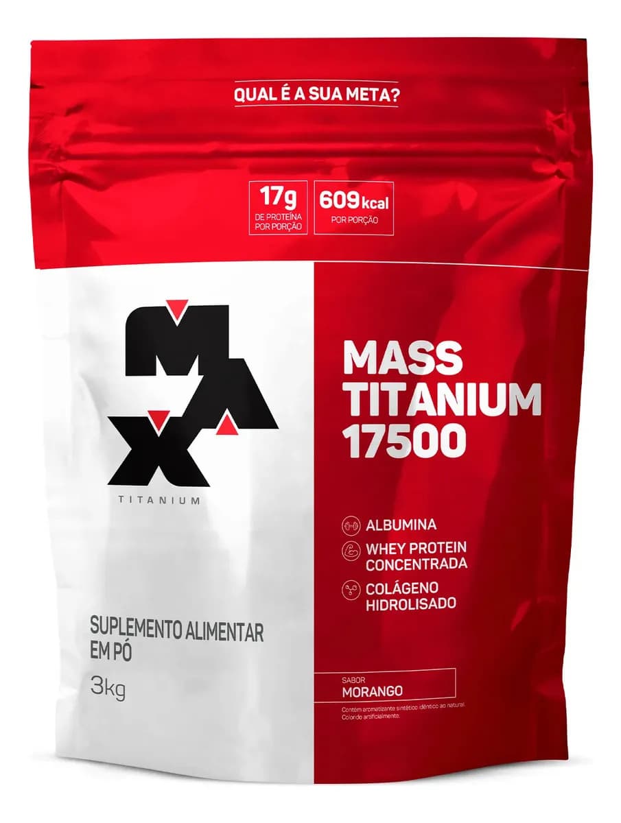Hipercalórico Mass Titanium 17500 Max Titanium Sabor Morango 3kg