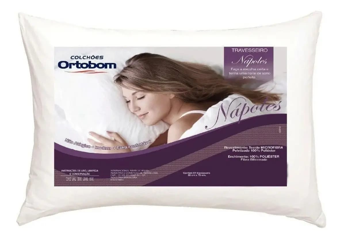 Travesseiro De Cabeça Ortobom Nápoles Inodoro 100% Conforto