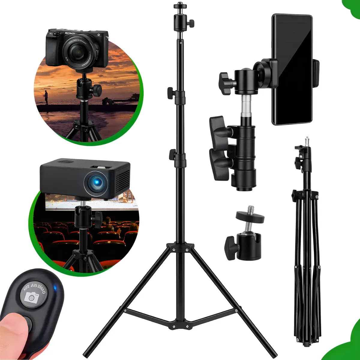 Tripé Pedestal Profissional 2.1 Metros Suporte De Celular Câmera Controle Bluetooth Coolmusic