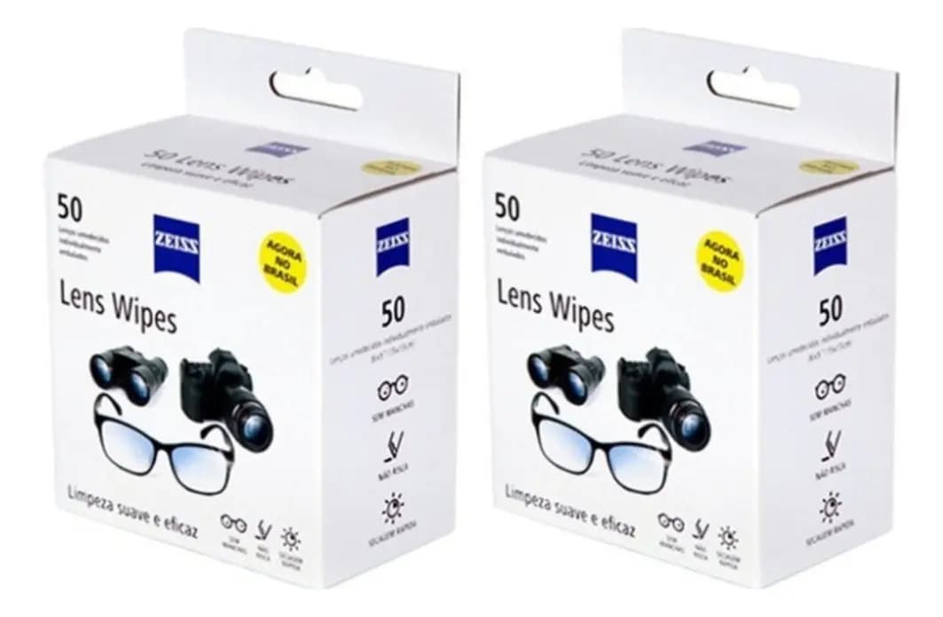 Zeiss Lens Wipes x100 C/ 2un de 50 Lenços Umedecido Limpa Lentes Óculos