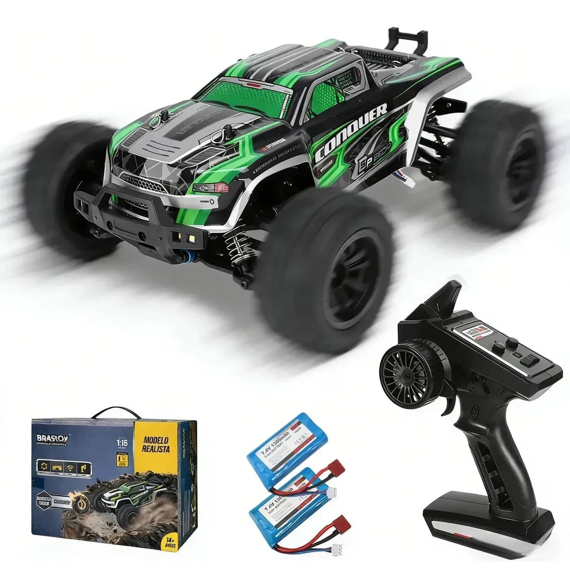 Carrinho Controle Remoto Conquer Scy16102 50km 4x4 Automode Livre 2 x Baterias Brastoy | Funciona Vários Veículos Simultaneamente Sem Interferência -k888