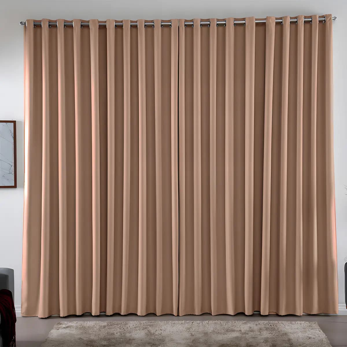 Cortina 2.00 x 1.80 m Blackout Blecaute Avelã Corta Luz Em Tecido Grosso Para Quarto E Sala Casa Laura Enxovais