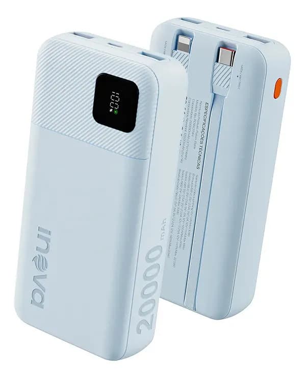 Carregador Portátil Power Bank Turbo inova 20000mah 22.5w Com Display Digital Usb-c / Usb-a Carga Rápida - Azul