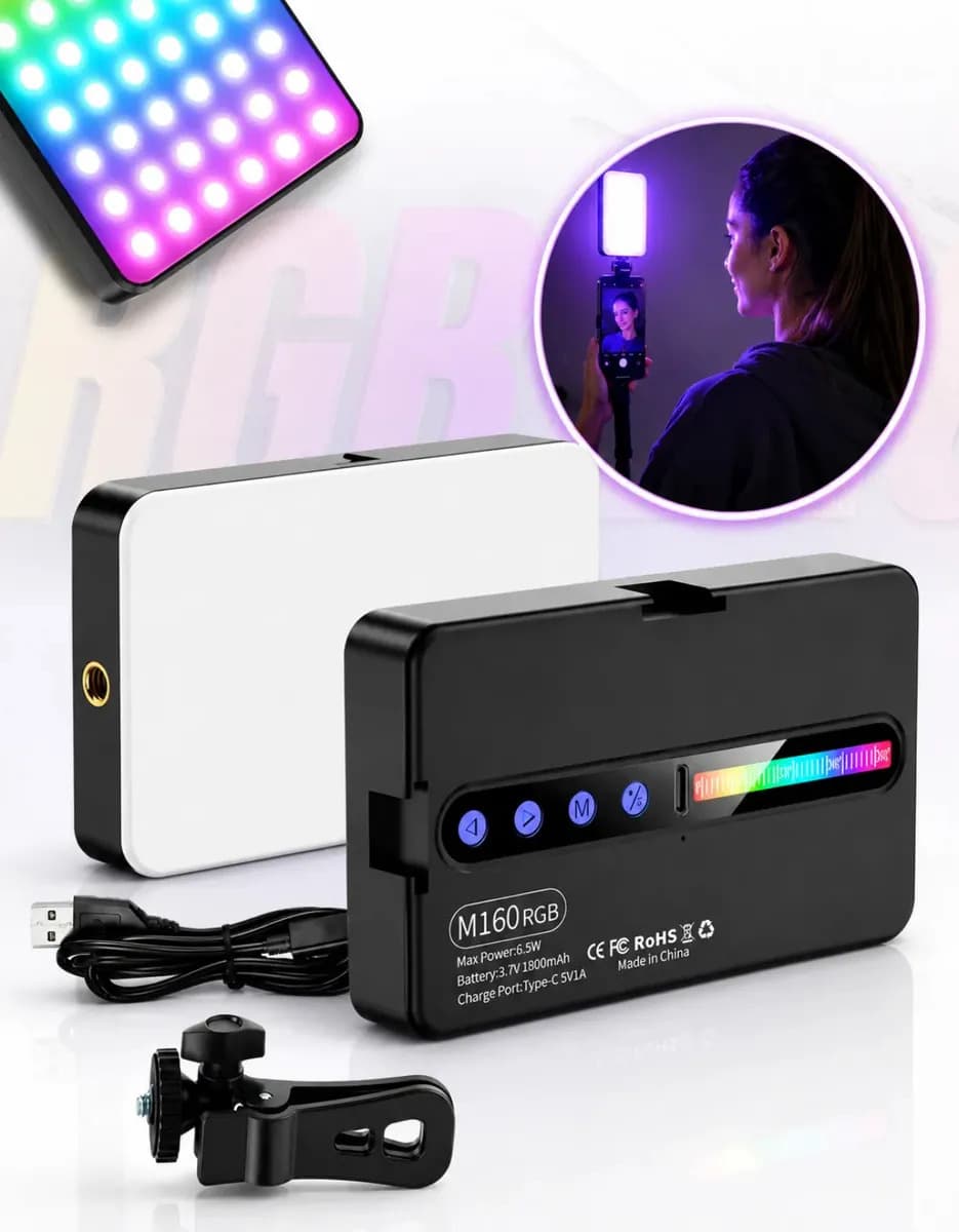 Luz De Preenchimento Led Rgb Para Foto Vídeo Recarregável Iluminador Portátil Retangular