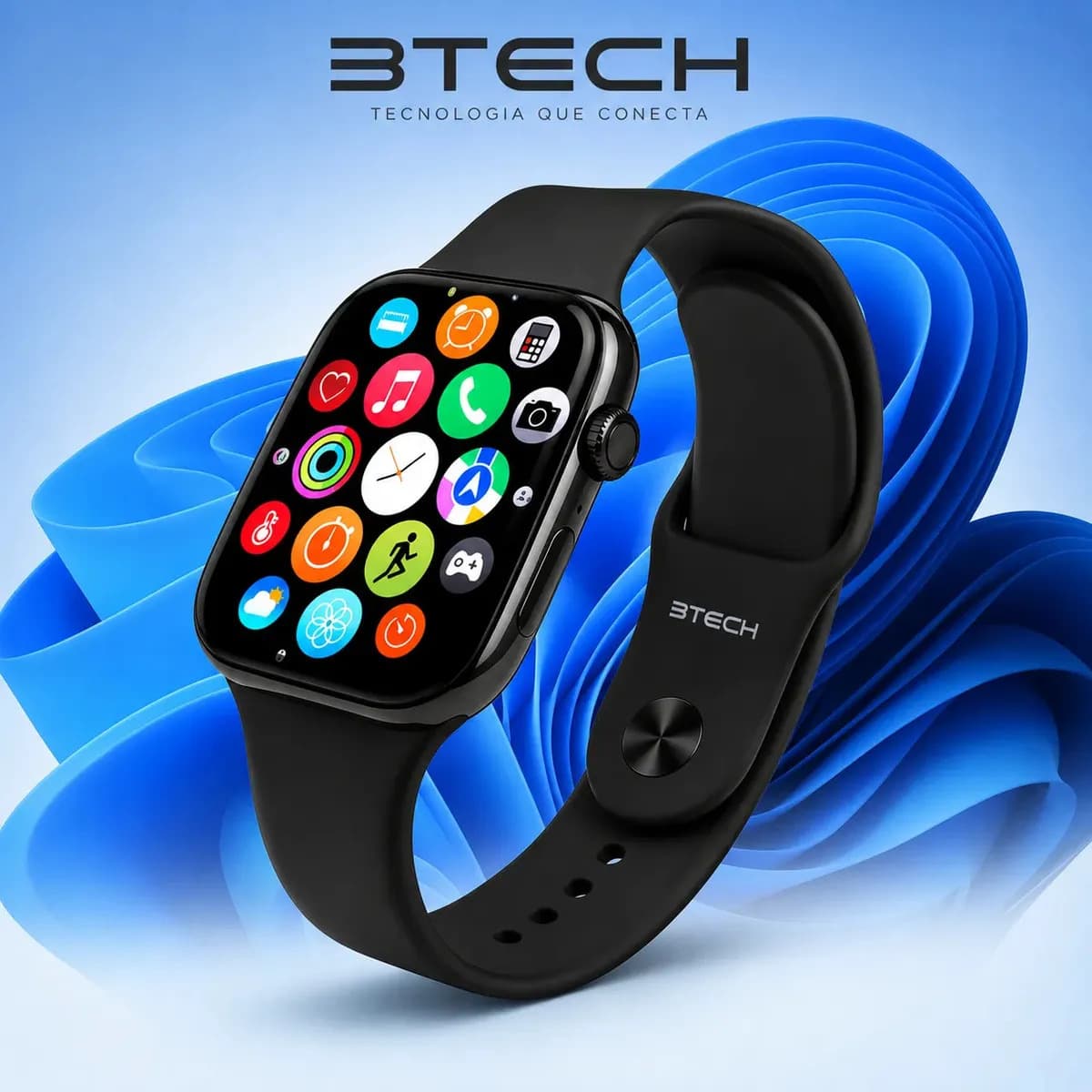 Smartwatch S10 Série 10 Relógio Digital Masculino Feminino Resistente A Agua Caixa preto Com 1 Pulseiras Smartwatch Completo Compatível Android E Ios Monitor Atividades 3Tech Liso preto
