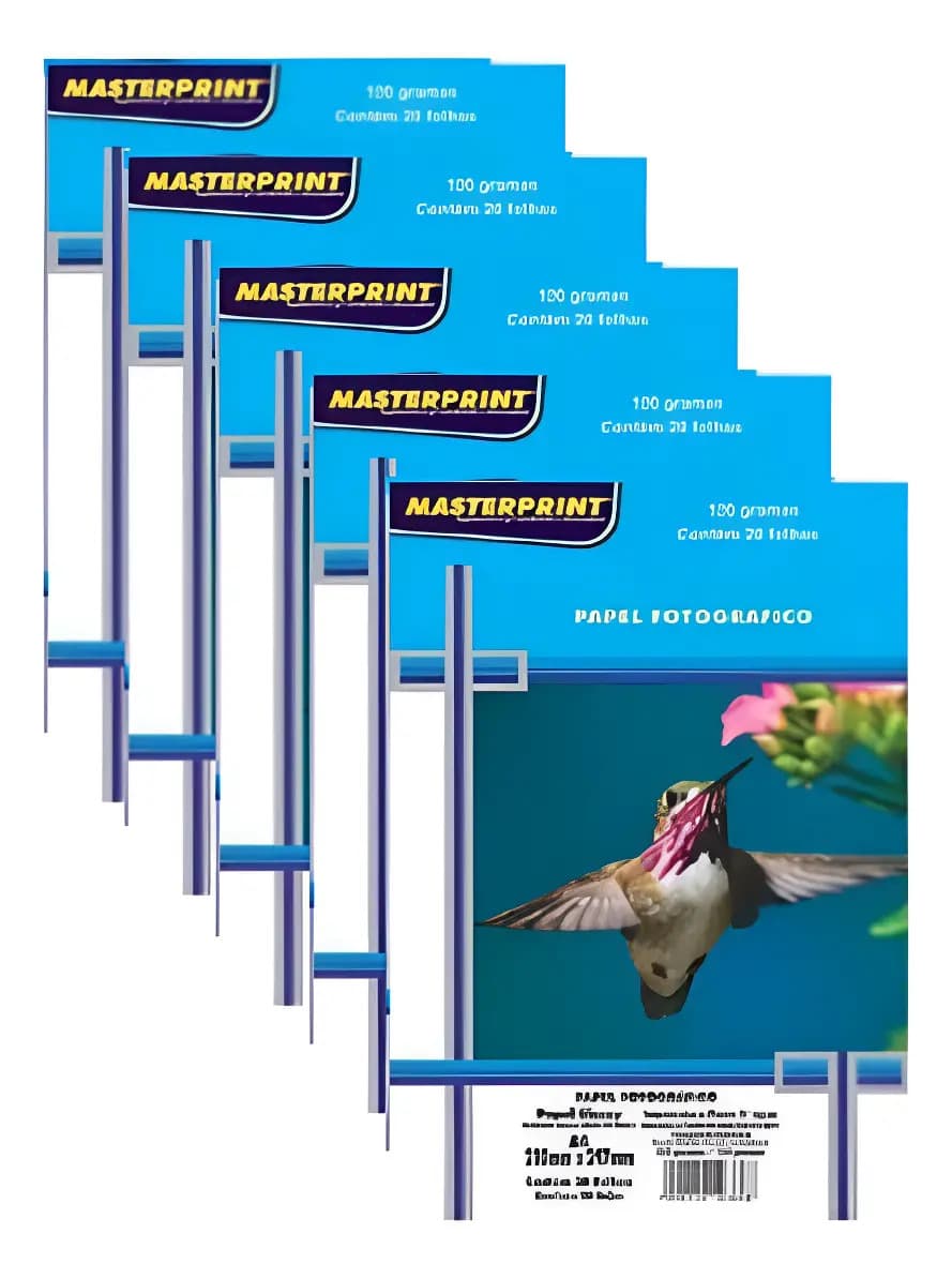 100 Folhas Papel Foto Glossy 120g A4 Brilho Prova D'agua Branco