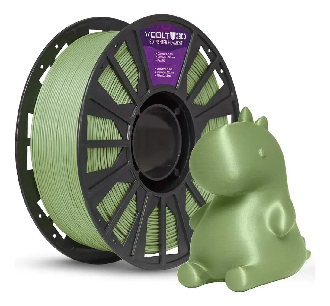 Filamento Pla Verde Oliva Musgo Velvet 1Kg Voolt3D Aveludado Produto Brasileiro Peças Impressas